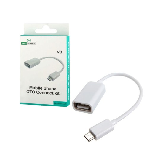 NEW SCIENCE OTG CABLE V8 S-K07 MICROUSB WHITE